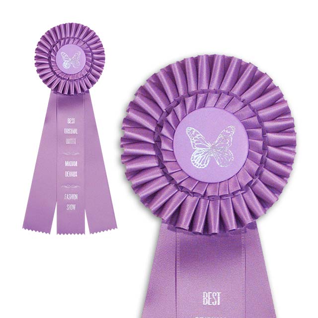 Single color, fancy Shannon Rosette with three 12-inch streamers.
